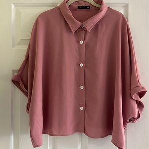 Shein Curve 4XL dusty rose pink shirt sleeve blouse